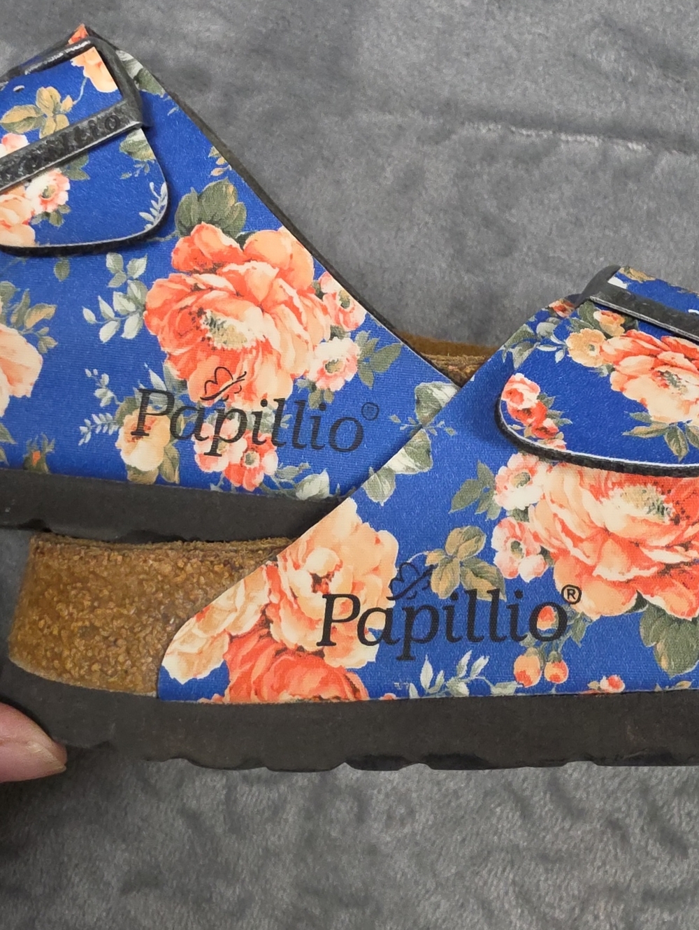 Papillio By Birkenstock Floral Double-Buckle Blue Slide Sandals Sz 39 (8) - Picture 9 of 9